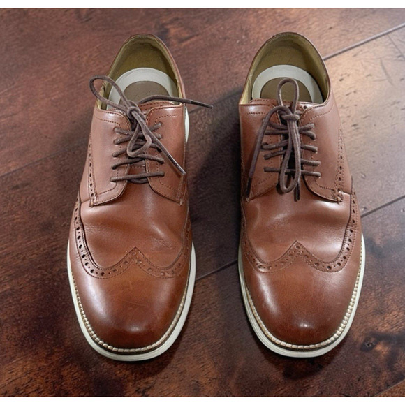 Men\'s Cole Haan Grand Wingtip Oxford Shoes Sz 11M Leather Woodbury/Ivory C26471 main image 7